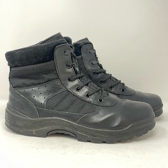 Tact Squad Sentry 6" Side Zip Boots Mens 10 Black Leather Safety Comfort Work - Picture 3 of 7